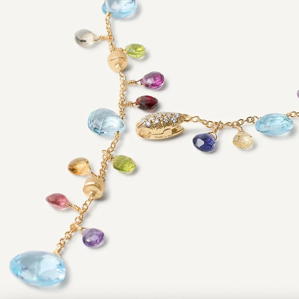 Marco Bicego Paradise 18K Yellow Gold Diamond & Gemstone Lariat Necklace 17